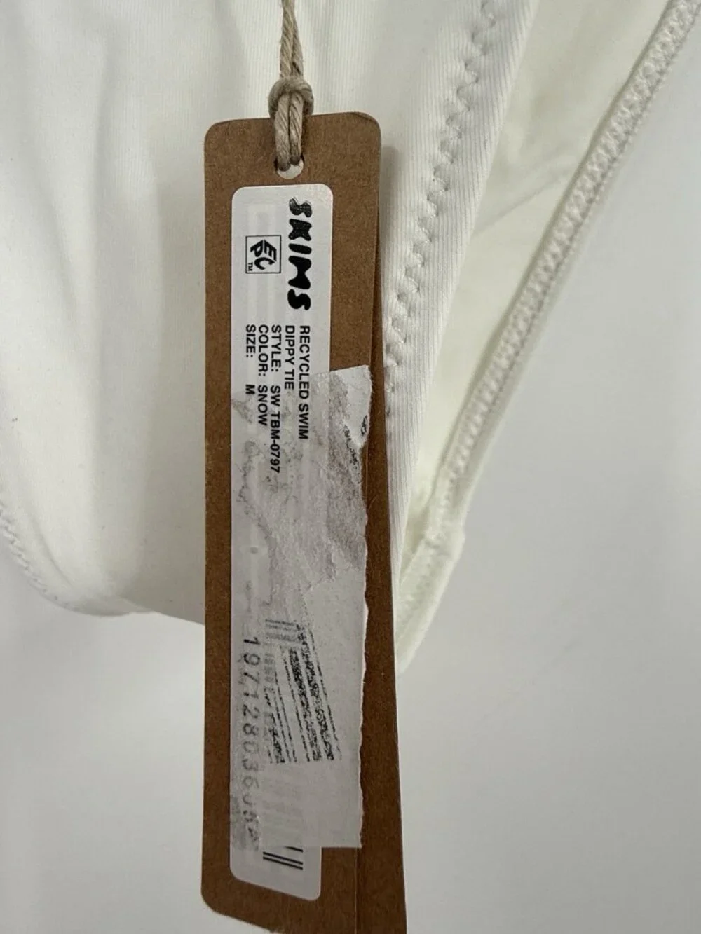 Skims Recycled Swim Dippy Tie Bikini Bottom White Size Medium